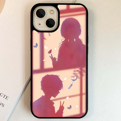 Pink Shadow Couple Glass Case
