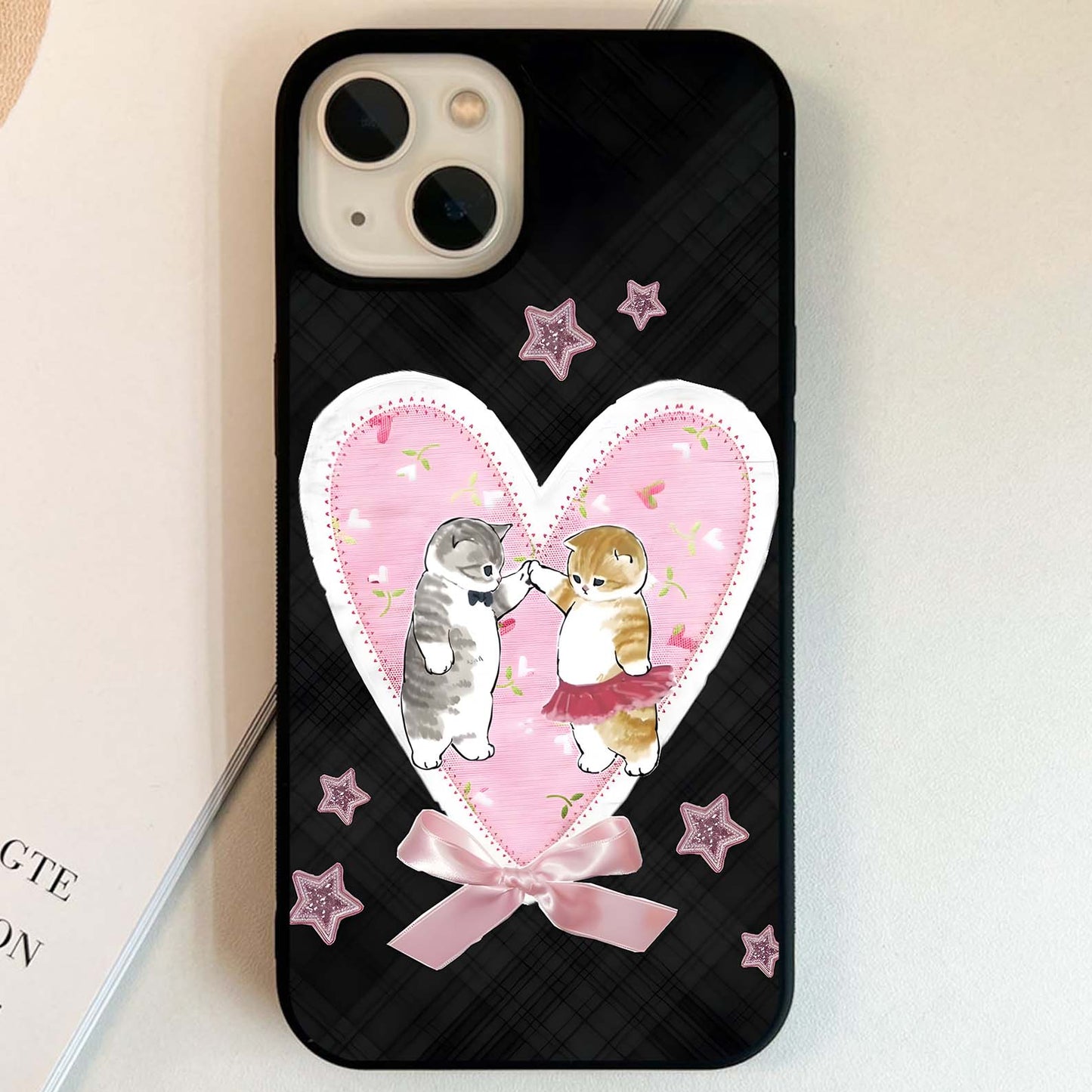 Cat Under Heart Glass Case