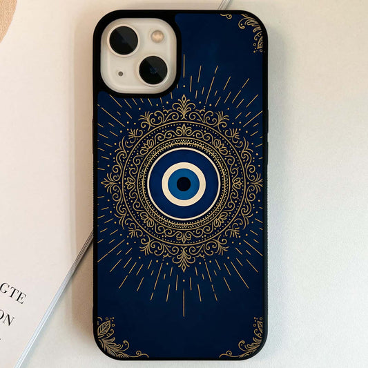Golden Evil Eye Mandala Glass Case