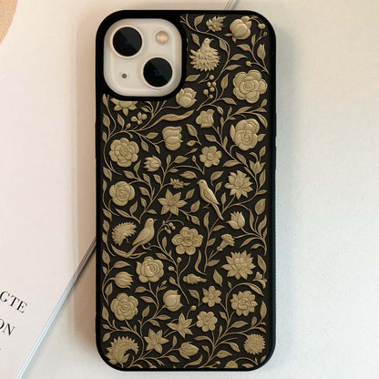 Golden Floral Majesty Glass Case