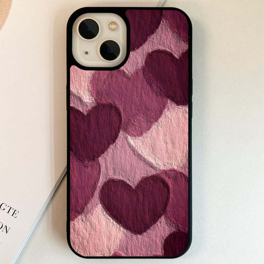 Layered Paper Hearts Glass Case