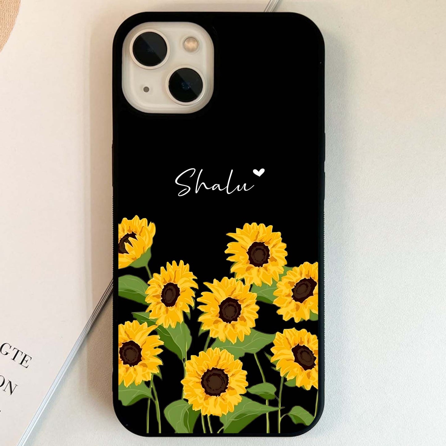 Sunflower Chic Mood With Custom Name Glass Case