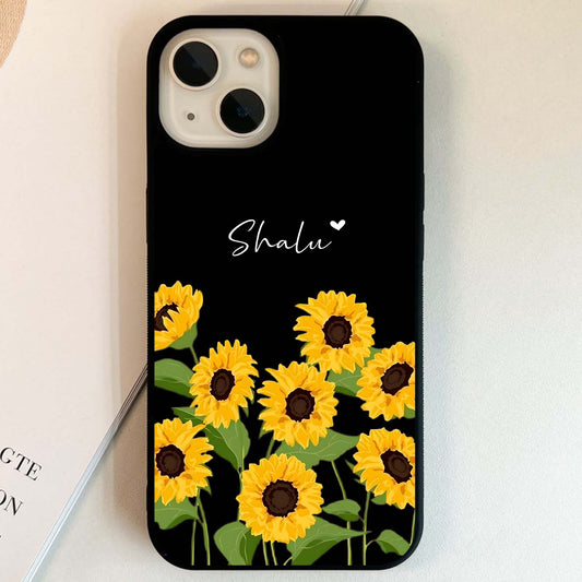 Sunflower Chic Mood With Custom Name Glass Case