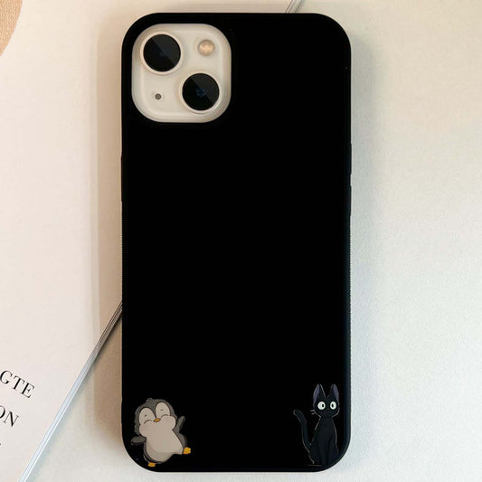 Wide-Eyed Black Cat Glass Case