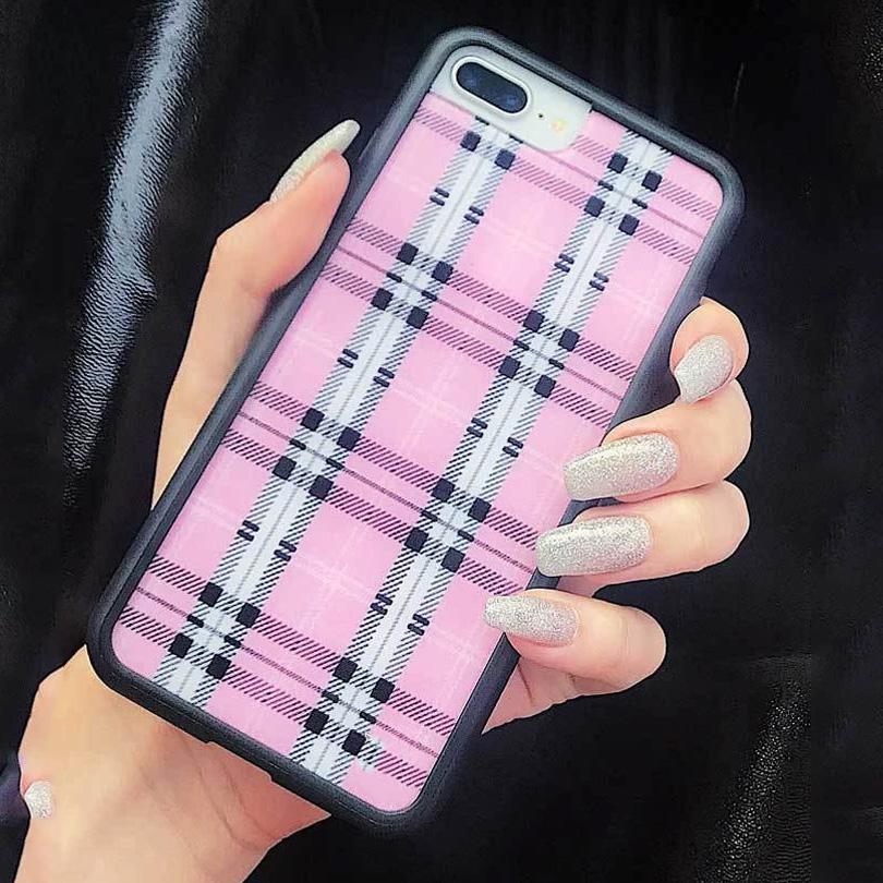 Pink Plaid Glass Case