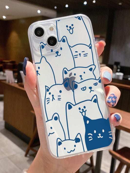 Cartoon Cat Clear Silicon Case Cover