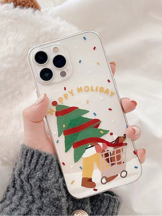 Christmas Happy Holiday Clear Silicon Case Cover