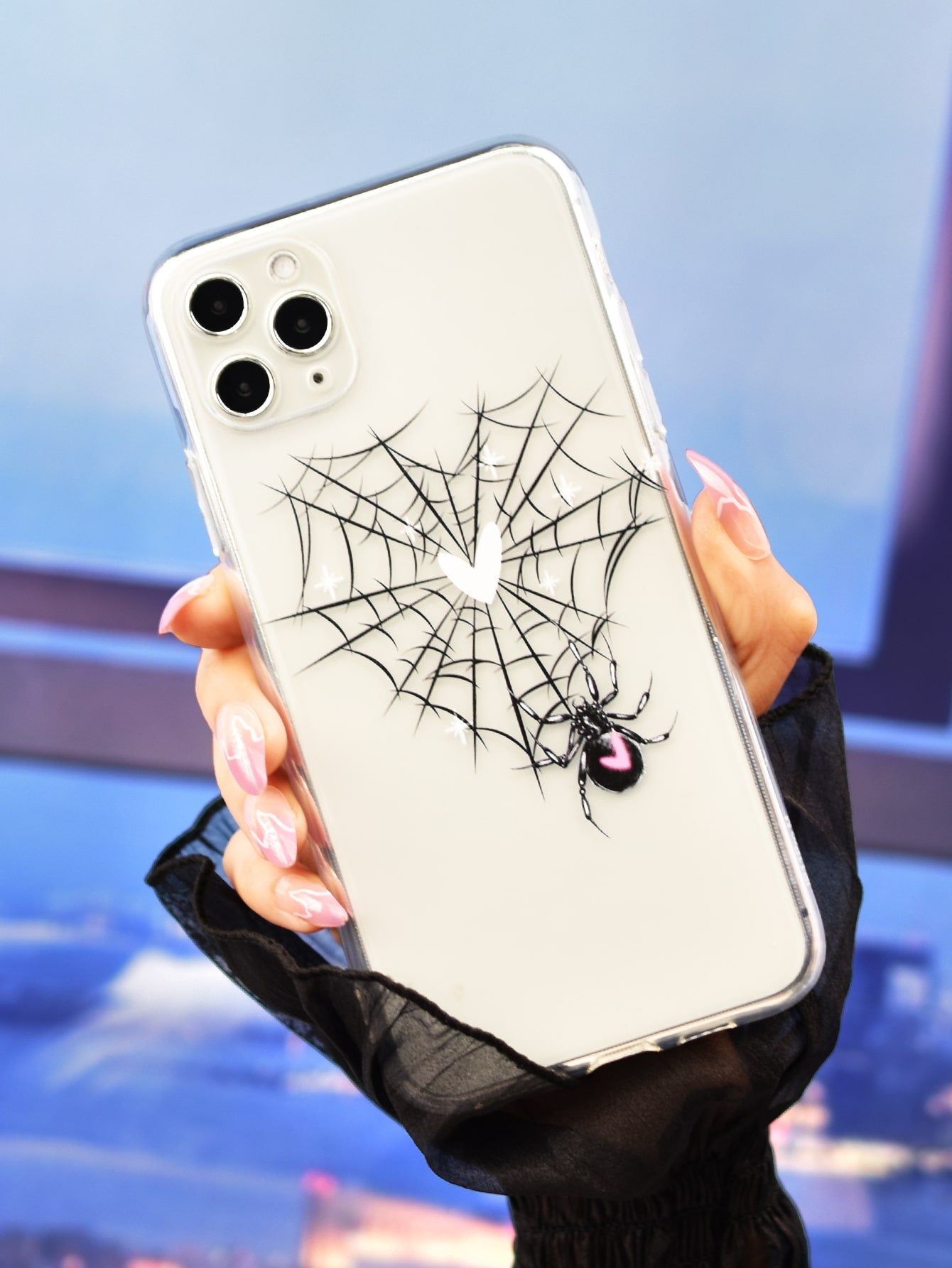 Spider Web Design Clear Silicon Case Cover