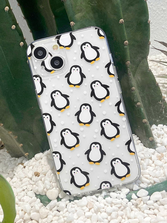 Cute Penguine Clear Silicon Case Cover