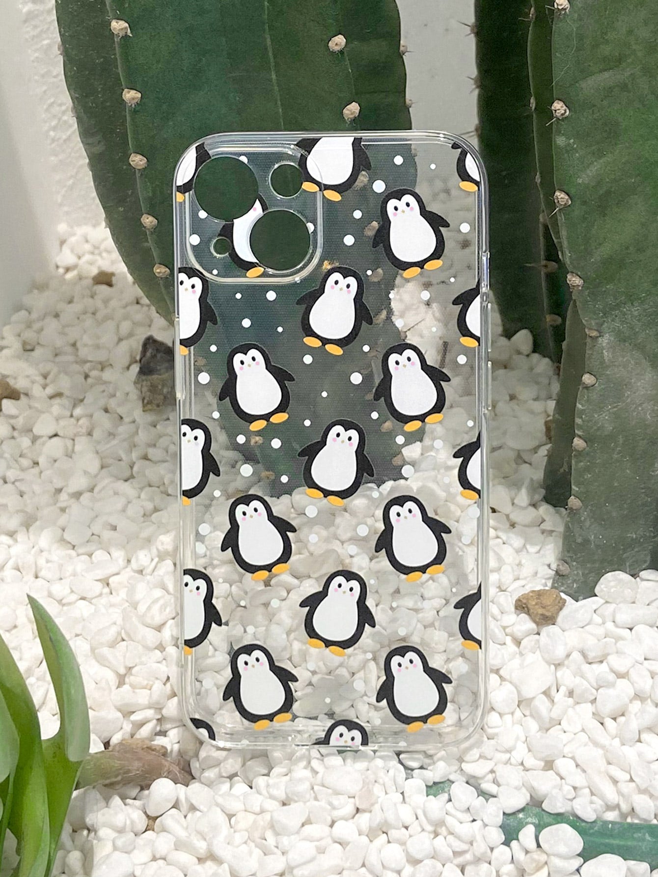 Cute Penguine Clear Silicon Case Cover