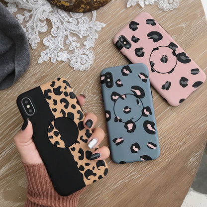 Leopard Pattern in Three Styles Slim Case Cover With Same Design Holder