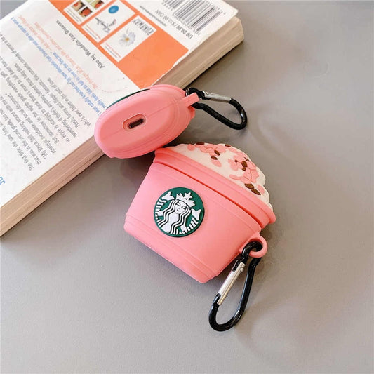PINK COFFEE STAR-BUCKS TOUGH SILICONE AIRPODS CASE COVER FOR 1/2, 3 AND AIRPODS PRO