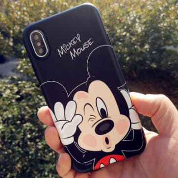 Mickey & Minnie Slim Case Cover With Same Design Holder