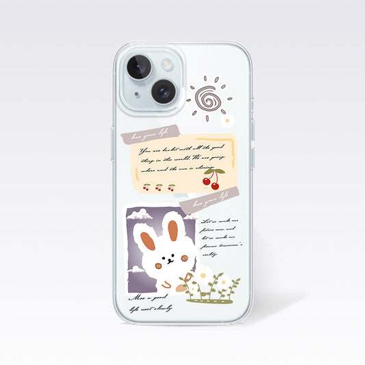 Aesthetic Rabbit with Cursive Text Clear Silicon Cover