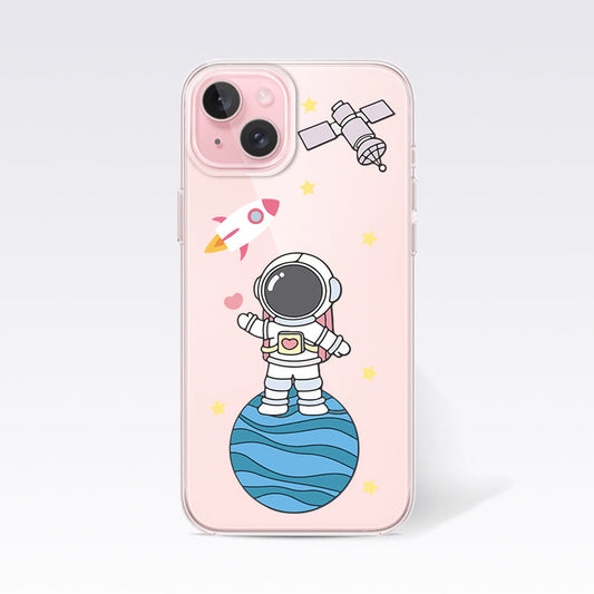 Astronaut Pattern Cute -Blue Clear Silicon Cover