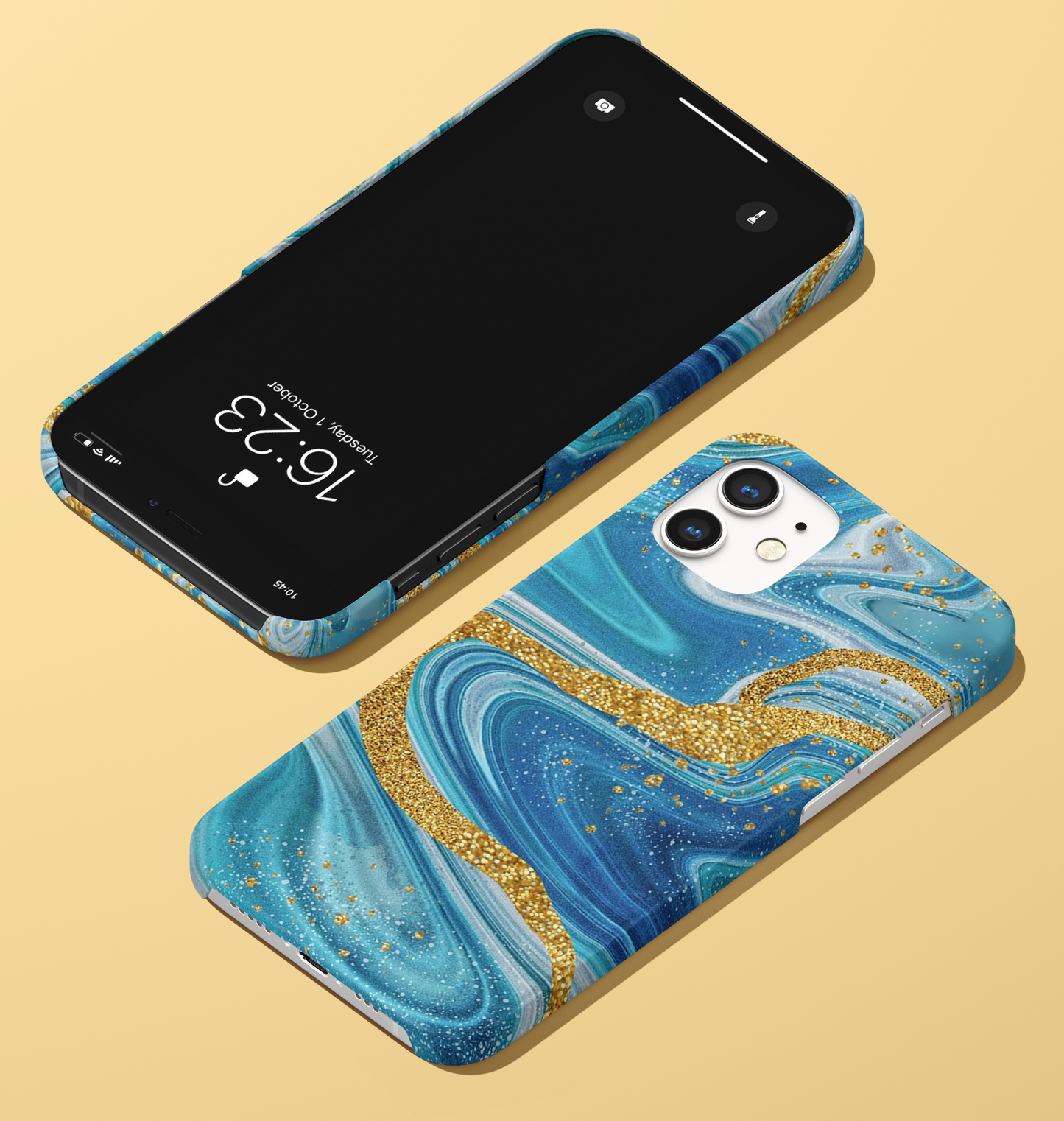 Blue with Gold Veins Slim Case Cover  With Same Design Holder