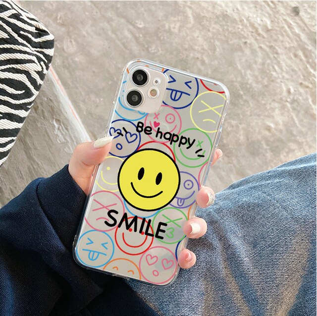 Smile/Happy/Luck Smiley Clear Silicon Case Cover