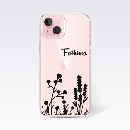 Custom Name with Flower Design-2 Clear Silicon Cover