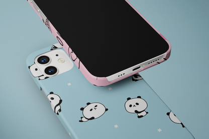 Cute Love Pink Panda Slim Case Cover With Same Design Holder