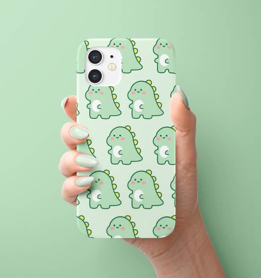 Baby Dino Pattern Slim Cover - Baby Green With Same Design Holder