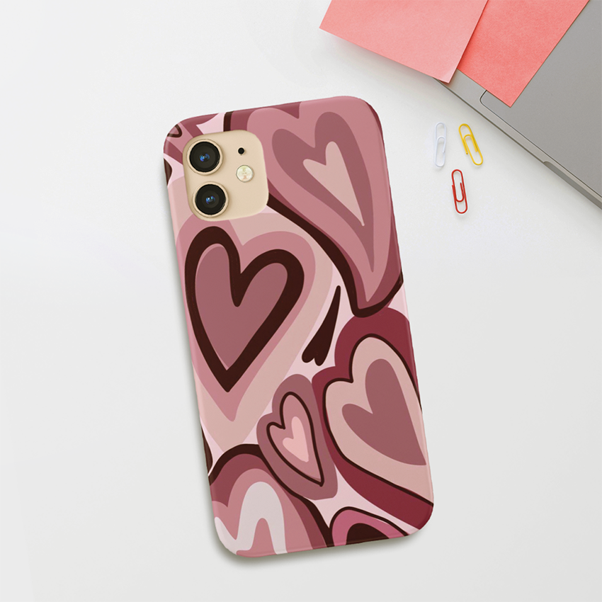 Flowing Hearts Pattern Slim Case Cover With Same Design Holder