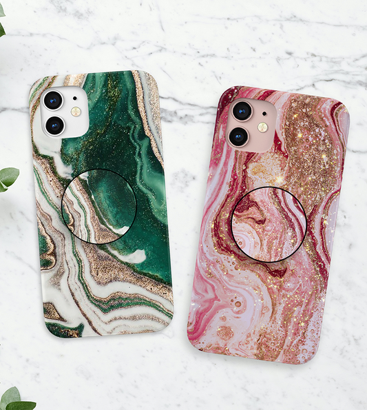 Flowing Marble Glitter Design Slim Case Cover With Same Design Holder