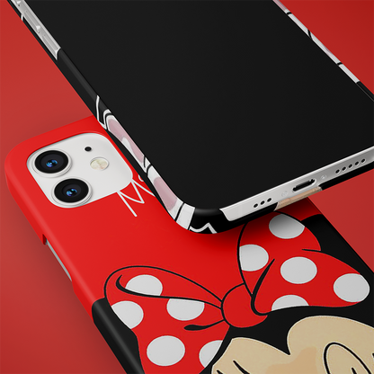 Mickey & Minnie Slim Case Cover With Same Design Holder