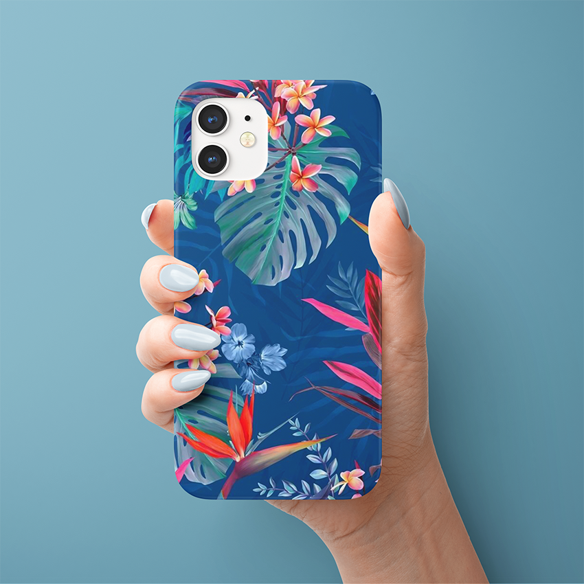Blue Pastel Flower Family Slim Case Cover With Same Design Holder