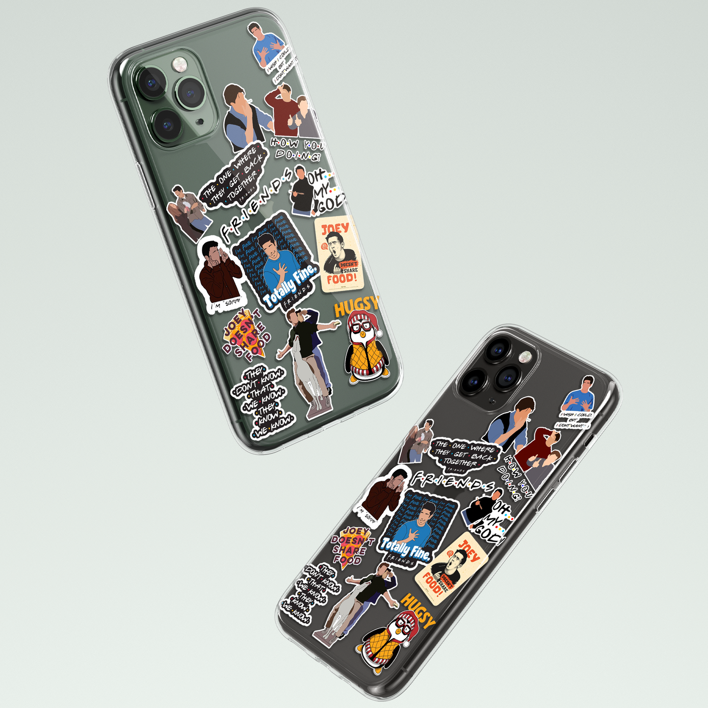 Friends Series Sticker Pattern Clear Silicon Case Cover