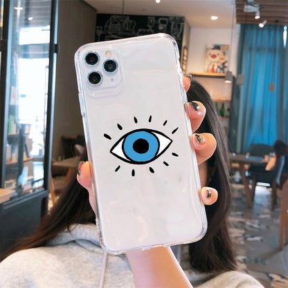 Lucky Evil Eye Print Clear Silicon Case Cover