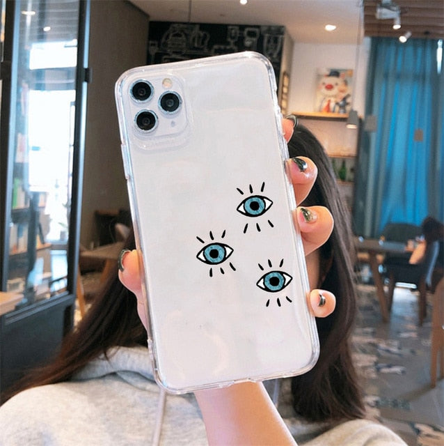 Lucky Evil Eye Print Clear Silicon Case Cover