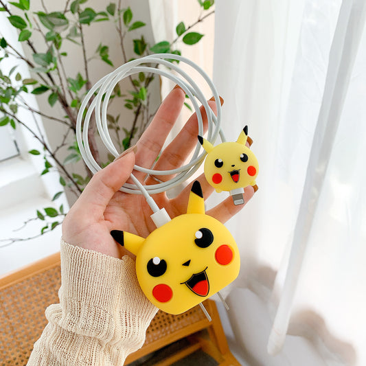 Pikachu Silicon Apple iPhone Charger Case | Lightning Charger/Cable Protector Cover for iPhone Charger- Pikachu