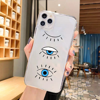 Lucky Evil Eye Print Clear Silicon Case Cover