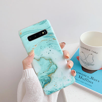Colorful Bright Marble Design Slim Case Cover With Same Design Holder