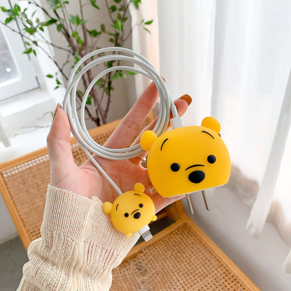 POOH Silicon Apple iPhone Charger Case | Lightning Charger/Cable Protector Cover for iPhone Charger-Pooh