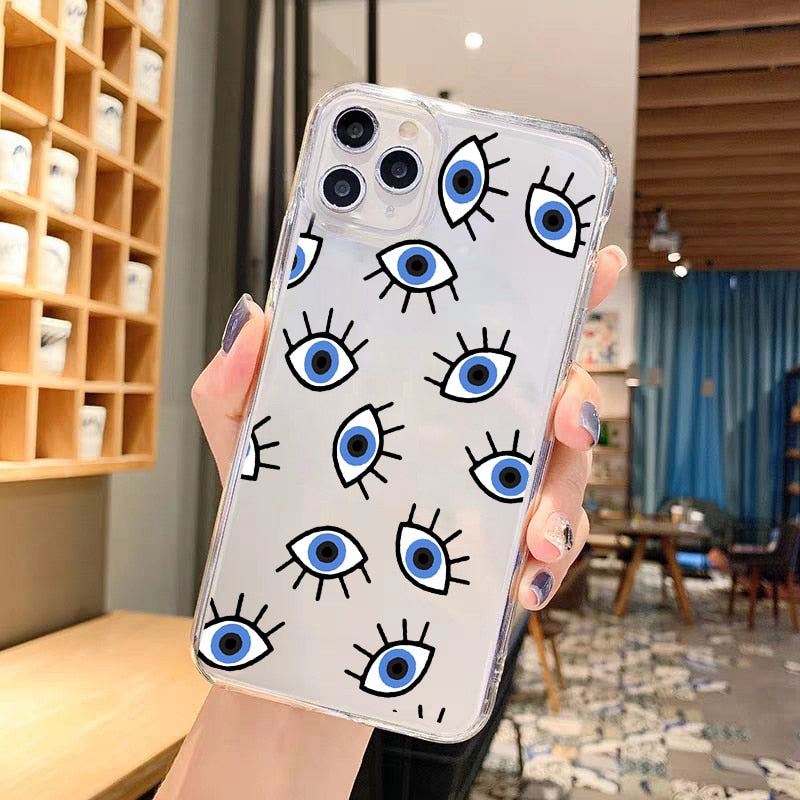 Lucky Evil Eye Print Clear Silicon Case Cover