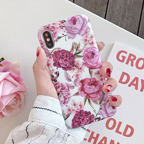 Pink Flower Pattern Slim Case Cover With Same Design Holder