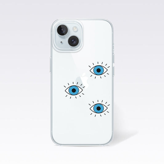 Lucy Evil Eye Print-Multiple Eyes Clear Silicon Cover