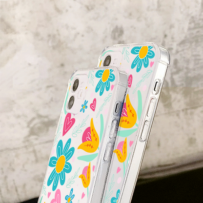 Cute Blue Flower Pattern Design Clear Silicon Case Cover