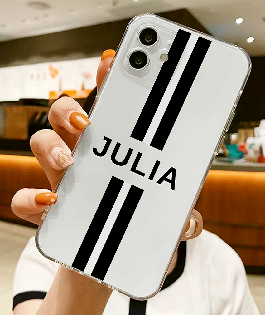 Custom Name Strip Design Clear Silicon Case Cover