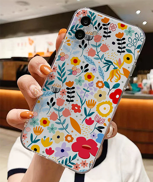 Amazing Multiple Small Flowers Design Clear Silicon Case Cover