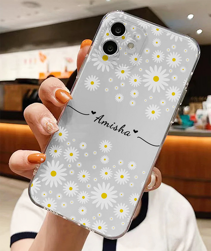 Custom Name with Flower Soft Clear Silicon Case Cover – Phone Villa