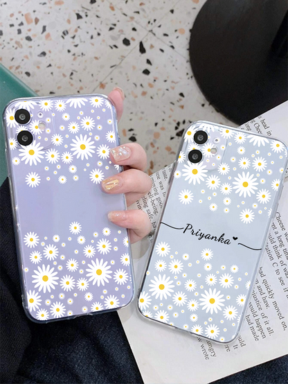 Custom Name with Flower Soft Clear Silicon Case Cover
