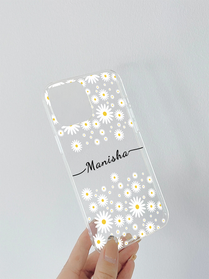 Custom Name with Flower Soft Clear Silicon Case Cover