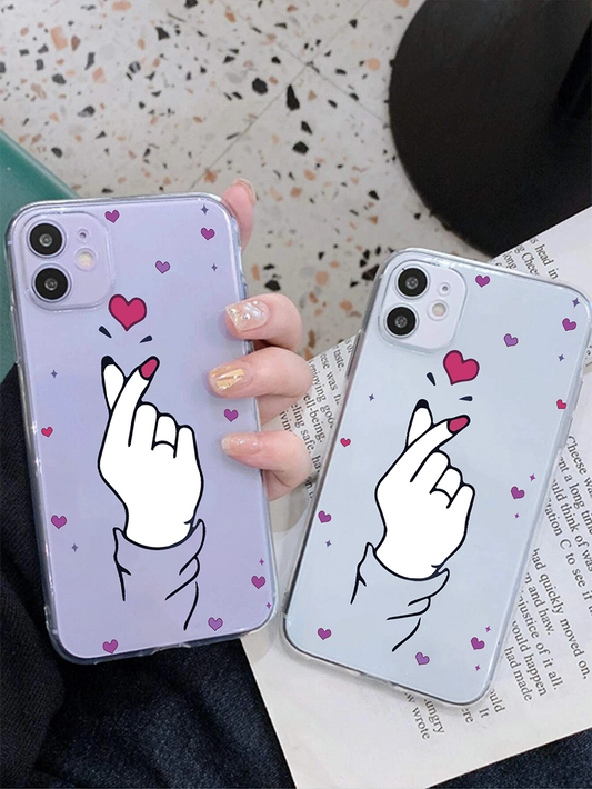 Cute Heart with Snap Soft Clear Silicon Case Cover