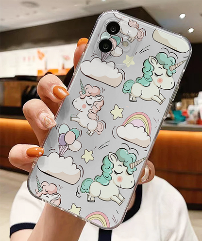 Unicorn With Clouds Soft Clear Silicon Case Cover