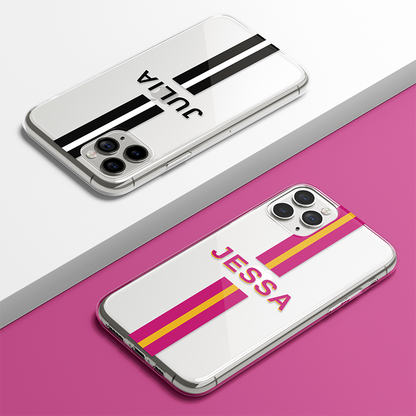 Custom Name Strip Design Clear Silicon Case Cover