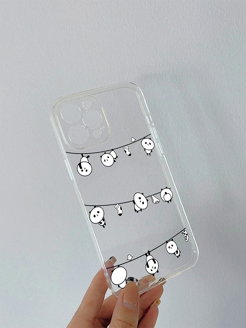 Hanging Multiple Panda Soft Clear Silicon Case Cover