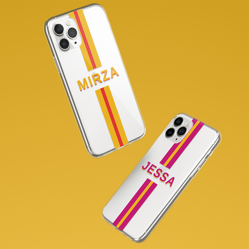 Custom Name Strip Design Clear Silicon Case Cover