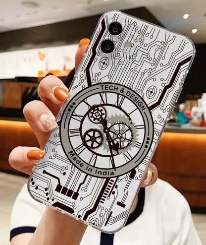 Mechanical Design Soft Clear Silicon Case Cover Phone Villa